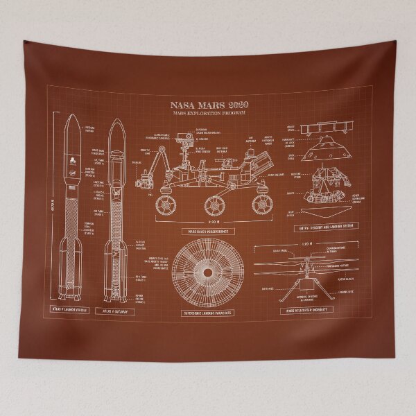 Item preview, NASA Mars 2020. Perseverance and Ingenuity (Blueprint - Caramel) designed and sold by BGALAXY.