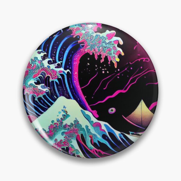Item preview, The Great Wave off Kanagawa (Synthwave Dreams Retrowave Bedroom Lofi Living) designed and sold by ZGigerBarker.