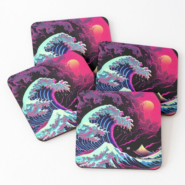 Item preview, The Great Wave off Kanagawa (Synthwave Dreams Retrowave Bedroom Lofi Living) designed and sold by ZGigerBarker.
