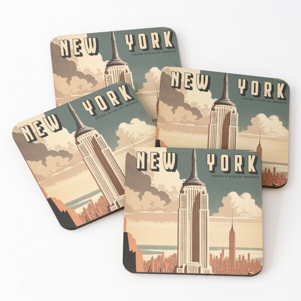 Item preview, New York USA Empire State Building Vintage Travel Poster Retro NY designed and sold by artra-shop.