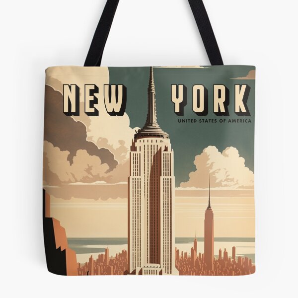 Item preview, New York USA Empire State Building Vintage Travel Poster Retro NY designed and sold by artra-shop.