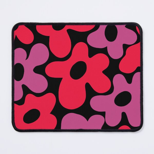 Item preview, Retro 1960's Red And Pink Flower Pattern On Black designed and sold by DEC02.