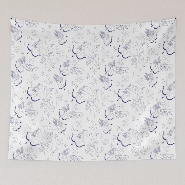 Item preview, Blue and White Trio of Cupids Pattern with Stars designed and sold by cute-tea-cat.