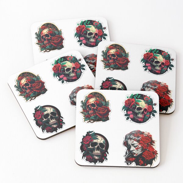 Item preview, skull with red roses,botany Sticker designed and sold by AndrzejKurzysz.