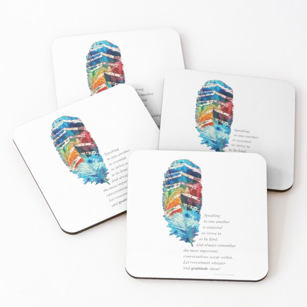 Item preview, Gratitude and Kindness Feather Art With Quote designed and sold by Sharon Cummings Art.