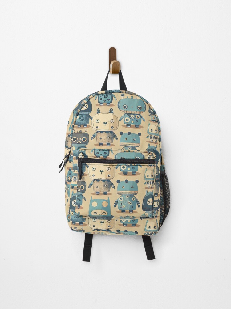 Thumbnail 1 of 3, Backpack, Cute Robots Pattern designed and sold by CutePatternsRB.