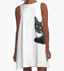 Black and White Cat A-Line Dress