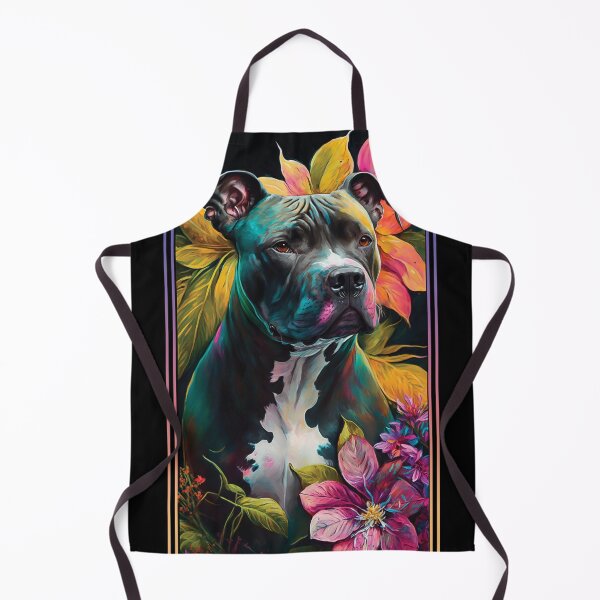 Item preview, American Staffordshire Terrier Pitbull Vibrant Tropical Flower Tall Digital Oil Painting Portrait 4 designed and sold by arthouseflunky.