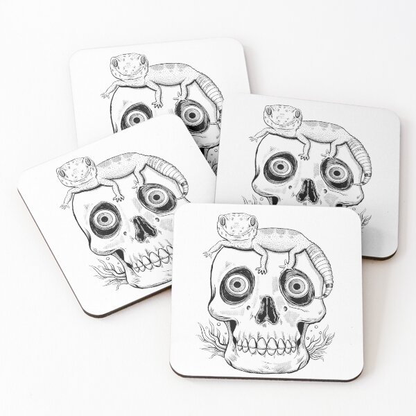 Item preview, Gecko sitting on a skull Black and white designed and sold by RGB-Ginger.