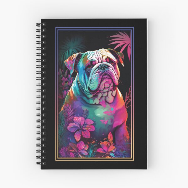 Artikelvorschau, Bulldog Vibrant Tropical Flower Tall Digital Oil Painting Portrait entworfen und verkauft von arthouseflunky.