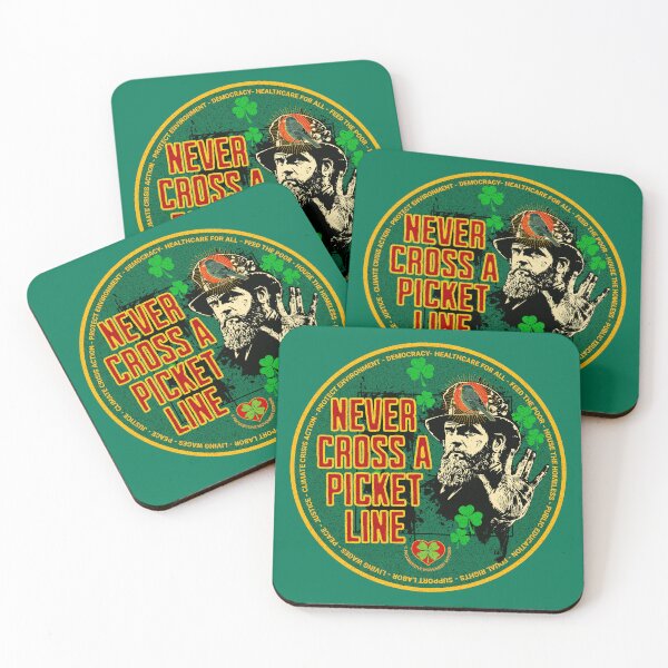 Item preview, PMD00531 Progressive Movement Designs Irish American Never Cross a Picket Line labor union solidarity message for Saint Patricks Day or any day for progressive Democrats and Bernie Sanders supporters designed and sold by ProgressiveLeft.