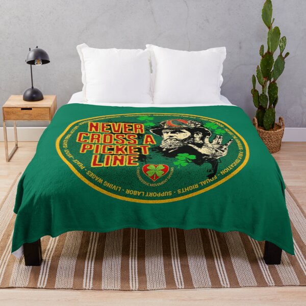 Item preview, PMD00531 Progressive Movement Designs Irish American Never Cross a Picket Line labor union solidarity message for Saint Patricks Day or any day for progressive Democrats and Bernie Sanders supporters designed and sold by ProgressiveLeft.