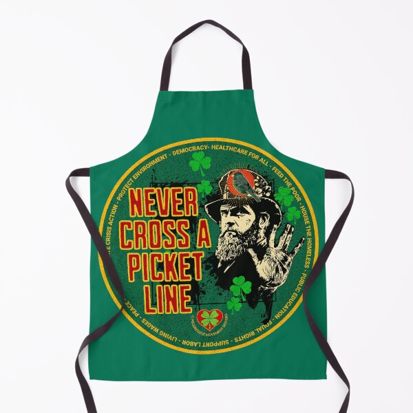 Item preview, PMD00531 Progressive Movement Designs Irish American Never Cross a Picket Line labor union solidarity message for Saint Patricks Day or any day for progressive Democrats and Bernie Sanders supporters designed and sold by ProgressiveLeft.