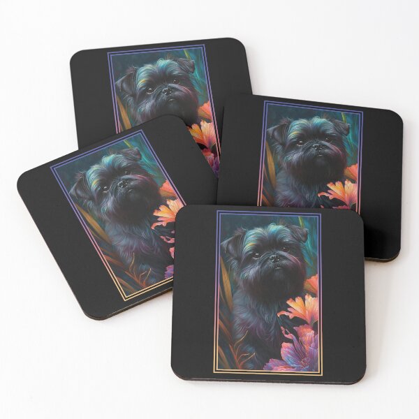 Artikelvorschau, Affenpinscher Vibrant Tropical Flower Tall Digital Oil Painting Portrait 2 entworfen und verkauft von arthouseflunky.