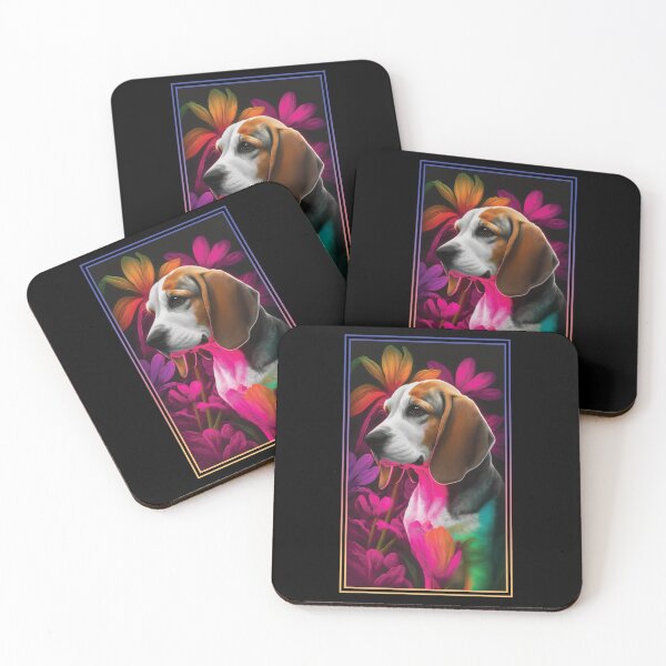 Artikelvorschau, Beagle Vibrant Tropical Flower Tall Digital Oil Painting Portrait  entworfen und verkauft von arthouseflunky.