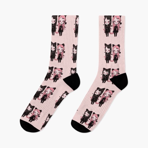 Item preview, Pink and Black Cat Twin Anime Girls  designed and sold by PlumpCo.