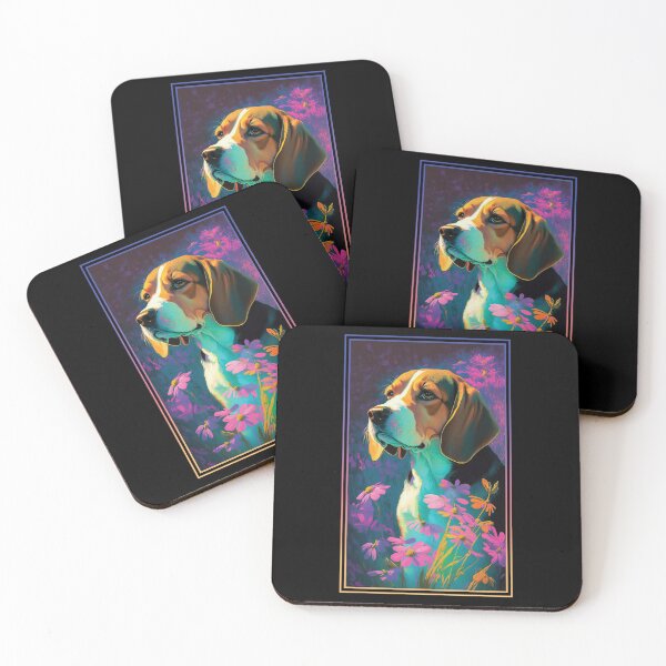 Artikelvorschau, Beagle Vibrant Tropical Flower Tall Digital Oil Painting Portrait 2 entworfen und verkauft von arthouseflunky.