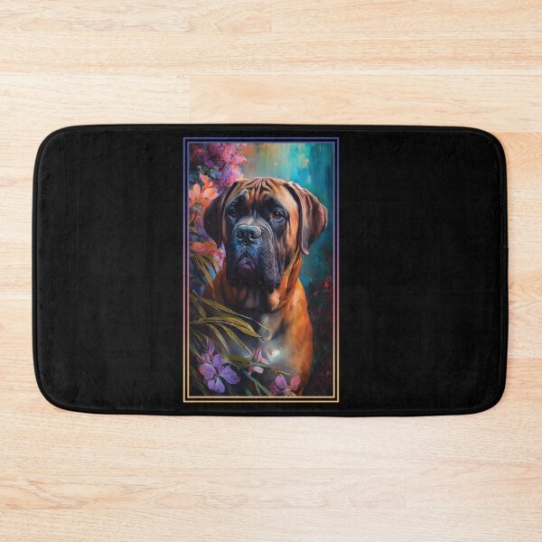 Item preview, Boerboel Dog Vibrant Tropical Flower Tall Digital Oil Painting Portrait designed and sold by arthouseflunky.