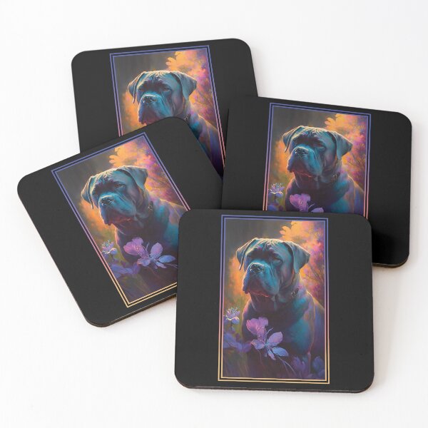 Artikelvorschau, Cane Corso Dog Vibrant Tropical Flower Tall Digital Oil Painting Portrait entworfen und verkauft von arthouseflunky.