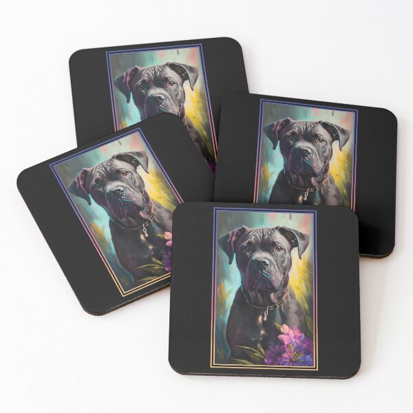 Artikelvorschau, Cane Corso Dog Vibrant Tropical Flower Tall Digital Oil Painting Portrait 3 entworfen und verkauft von arthouseflunky.