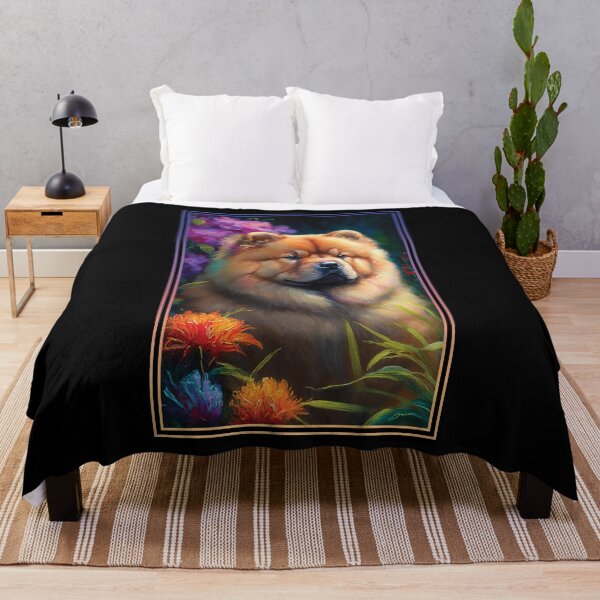 Item preview, Chow Chow Dog Vibrant Tropical Flower Tall Digital Oil Painting Portrait 2 designed and sold by arthouseflunky.