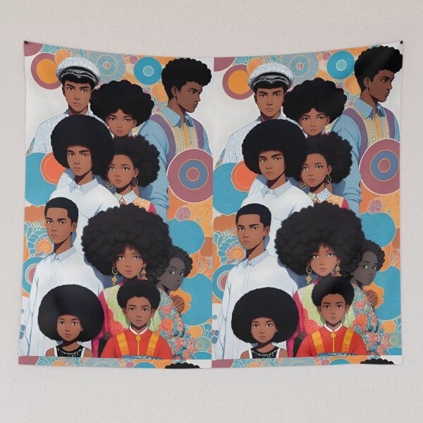 Aperçu de l'œuvre Famille coupe afro esprit seventies créée et vendue par MamaO1.