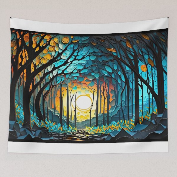 Item preview, colorful forest in the moonlight designed and sold by artyficial-.