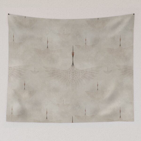 Item preview, Wallpaper vintage pattern with birds crane in Japan's forests sky cloud designed and sold by hAITHAM1985.