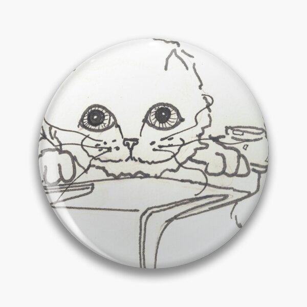 Item preview, Pen and ink drawing of a rowdy kitten about to do decorating designed and sold by CrittersByLola.