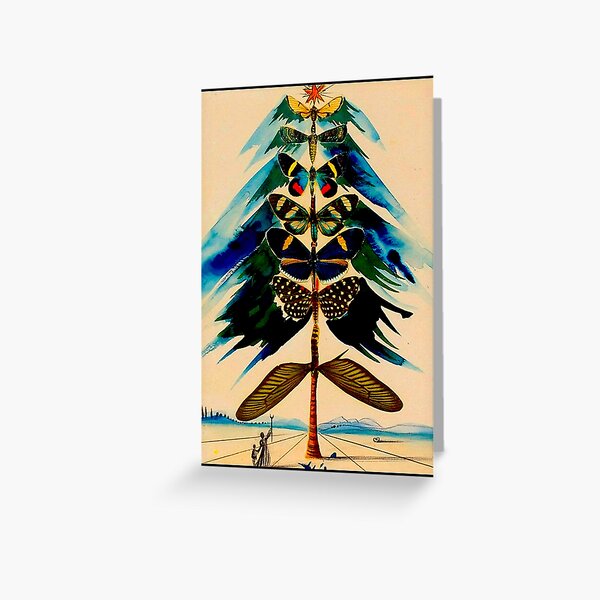 BUTTERFLY TREE : Vintage Abstract Dali Print Greeting Card
