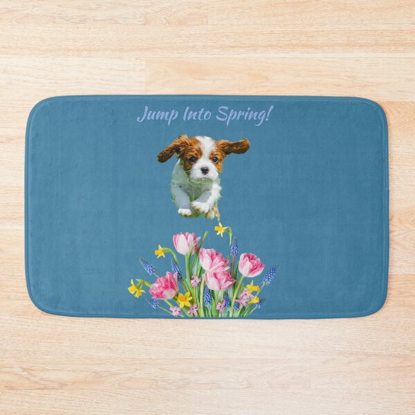 Item preview, HAPPY PUPPY JUMPS INTO SPRING WITH FLOWERS! designed and sold by TechLaughs.
