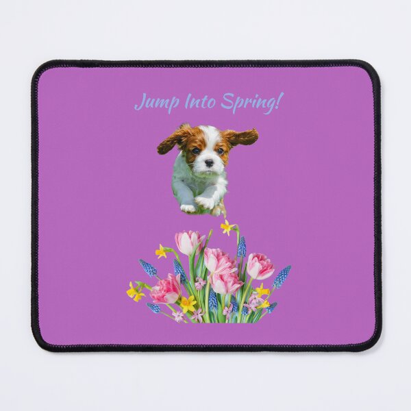 Item preview, HAPPY PUPPY JUMPS INTO SPRING WITH FLOWERS! designed and sold by TechLaughs.