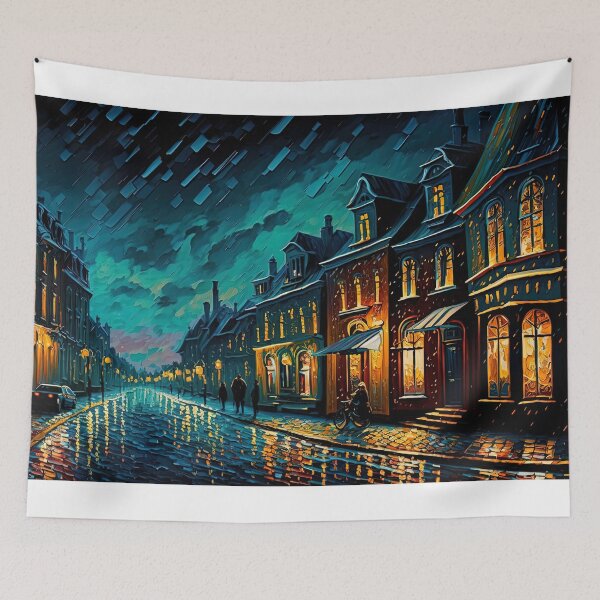 Item preview, Dutch city street at night designed and sold by artyficial-.