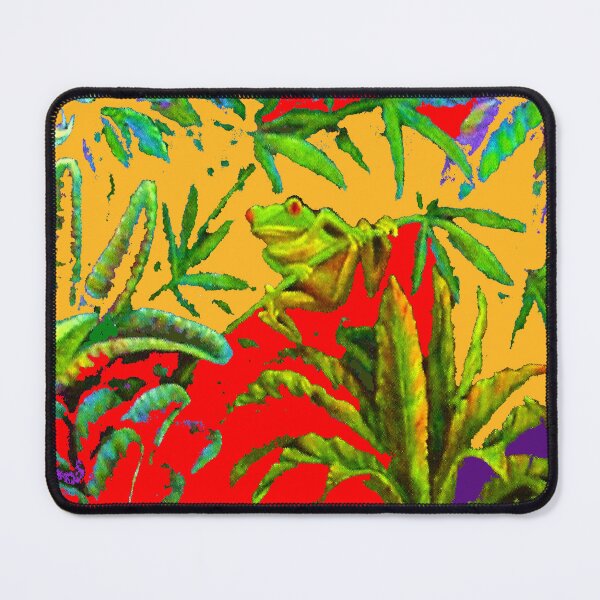 Item preview, ABSTRACTED JUNGLE TREE FROG RED-GOLDEN ART, designed and sold by sharlesart.