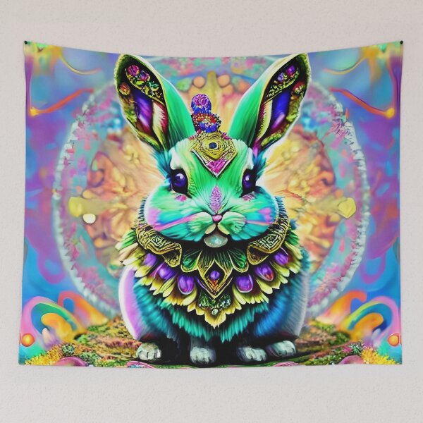 Item preview, Bunny Rabbit Psychedelic Easter Gift AOP Rainbow Neon Trippy designed and sold by Anticulture.