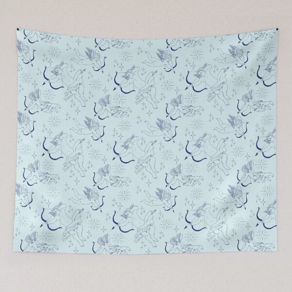 Item preview, Navy and Blue Trio of Cupids Pattern with Stars designed and sold by cute-tea-cat.