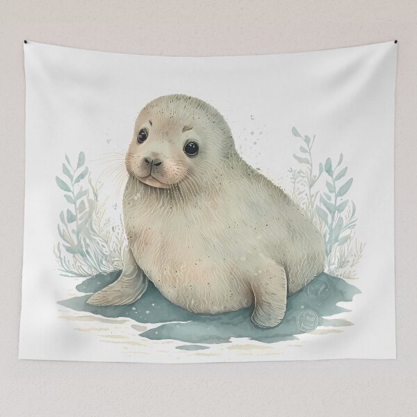 Item preview, Adorable Seal Pup Watercolor Illustration  designed and sold by TheLovelyWild.