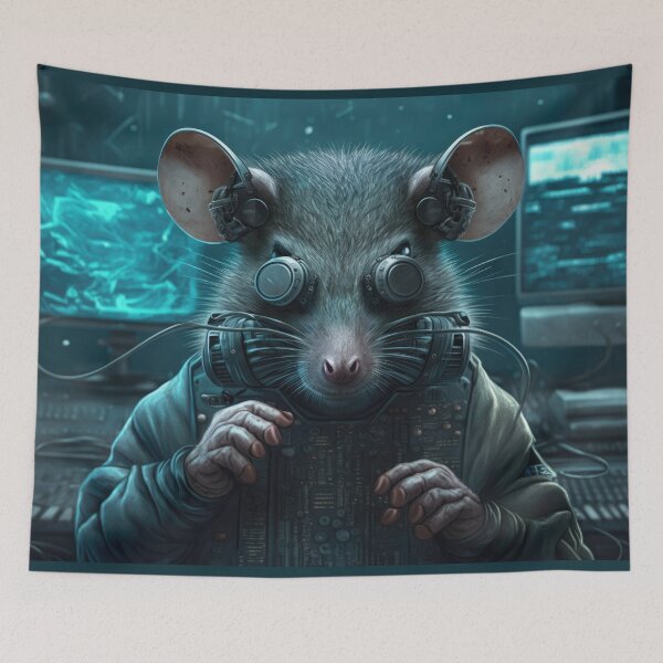 Item preview, Cheeky Cyberpunk Hacker Mouse/Rat designed and sold by ArtificialEye.