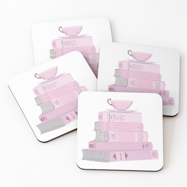 Item preview, Pink, Jane Austen Book Stack and Tea Cup designed and sold by MissBennett.