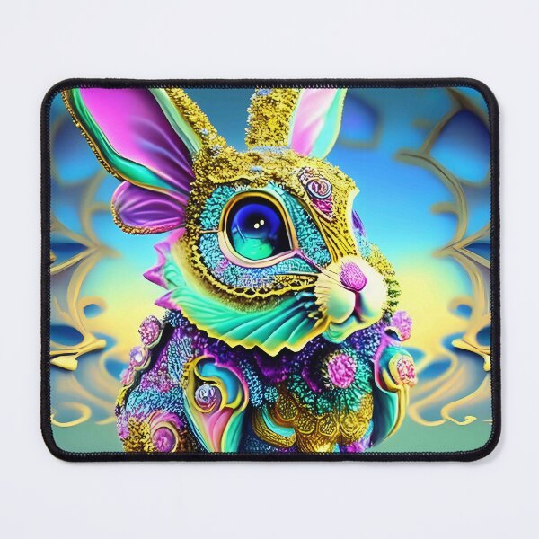 Item preview, Bunny Rabbit Psychedelic Easter Gift AOP Rainbow Neon Trippy Animation Animal Stuffed designed and sold by Anticulture.