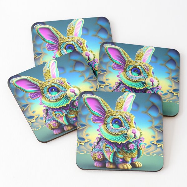 Item preview, Bunny Rabbit Psychedelic Easter Gift AOP Rainbow Neon Trippy Animation Animal Stuffed designed and sold by Anticulture.