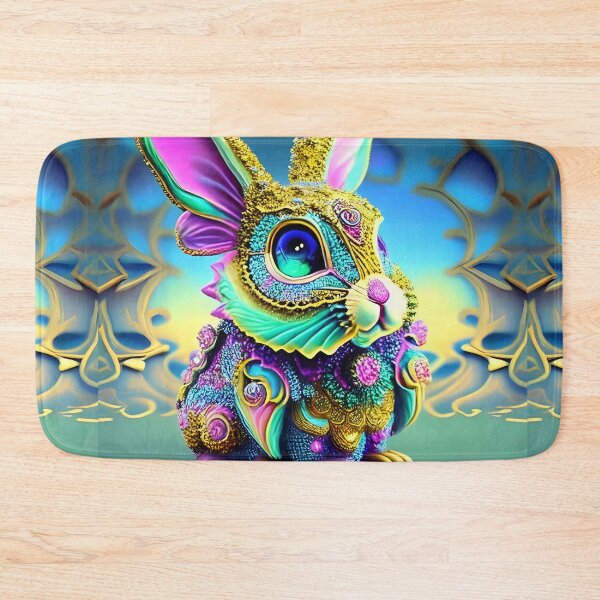 Item preview, Bunny Rabbit Psychedelic Easter Gift AOP Rainbow Neon Trippy Animation Animal Stuffed designed and sold by Anticulture.