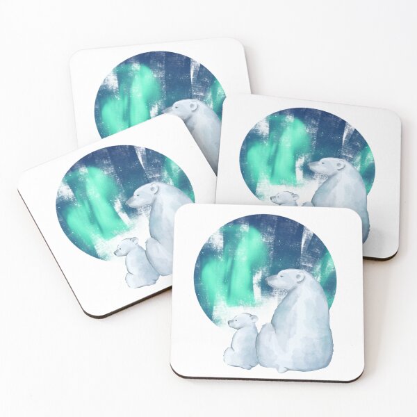 Item preview, Northern Aurora Borealis Lights Cute Polar Mother Bear Cub designed and sold by gillys.