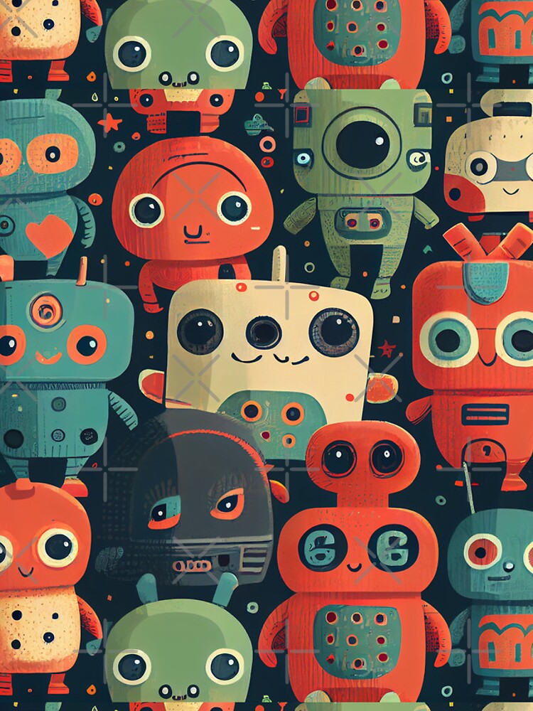 Thumbnail 4 of 4, iPhone Case, Cute Robots Pattern designed and sold by CutePatternsRB.