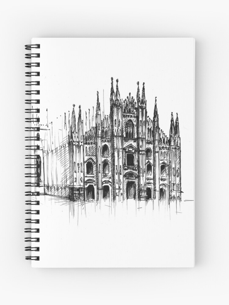 Famous Milan Cathedral with shadow on piazza in Milan Italy Graphic hand  drawing illustration Vector isolated on a black background Stock Vector  Image  Art  Alamy