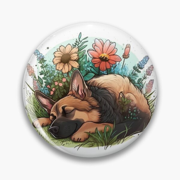 Artikelvorschau, Deutscher Schäferhund, schlafend in Blumen entworfen und verkauft von CreativArtifice.