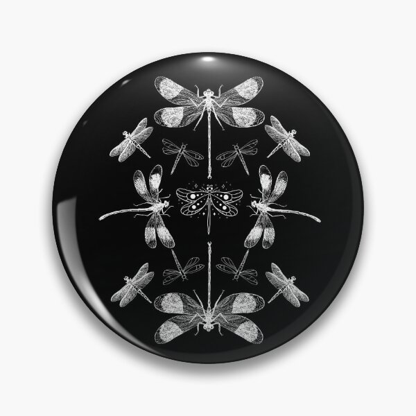 Item preview, Dragonfly Mandala White Line Drawing Pattern Design designed and sold by EarthArtDesigns.