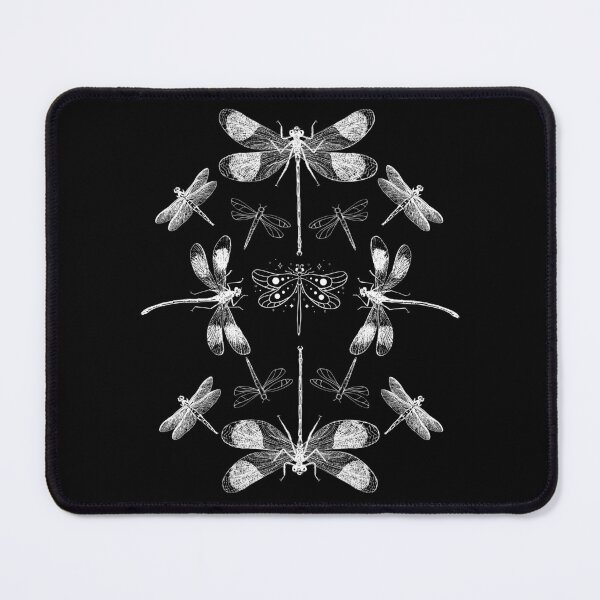 Item preview, Dragonfly Mandala White Line Drawing Pattern Design designed and sold by EarthArtDesigns.