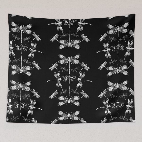 Item preview, Dragonfly Mandala White Line Drawing Pattern Design designed and sold by EarthArtDesigns.