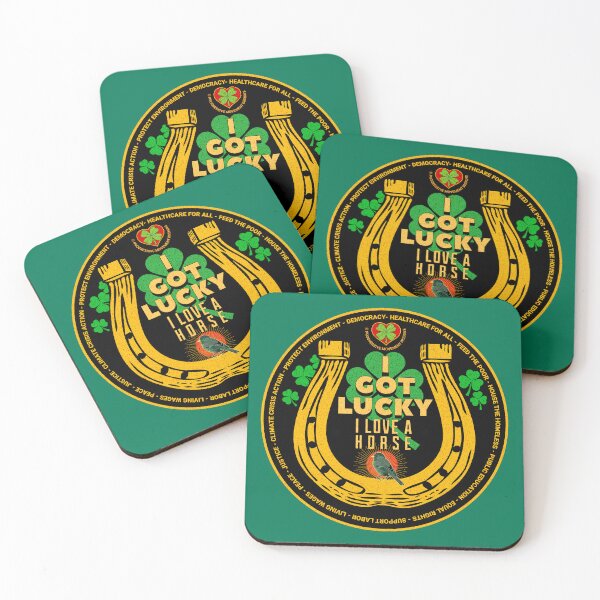 Artikelvorschau, PMD00544 Progressive Movement Designs Irish American I Got Lucky I Love a Horse lustige Botschaft für den St. Patricks Day oder jeden anderen Tag für progressive Demokraten und Anhänger von Bernie Sanders entworfen und verkauft von ProgressiveLeft.